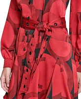 Karl Lagerfeld Paris Women's Printed Belted Shirtdress