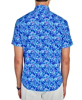 Society of Threads Men's Paisley Print Short Sleeve Button-Front Performance Shirt