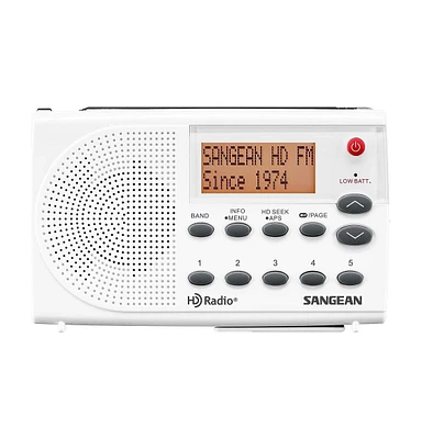 Sangean Sg-108 White/Gray Hd Radio Fm Stereo Am Pocket Radio