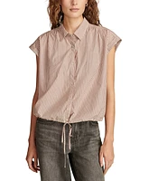 Lucky Brand Women's Striped Cotton Button-Front Shirt