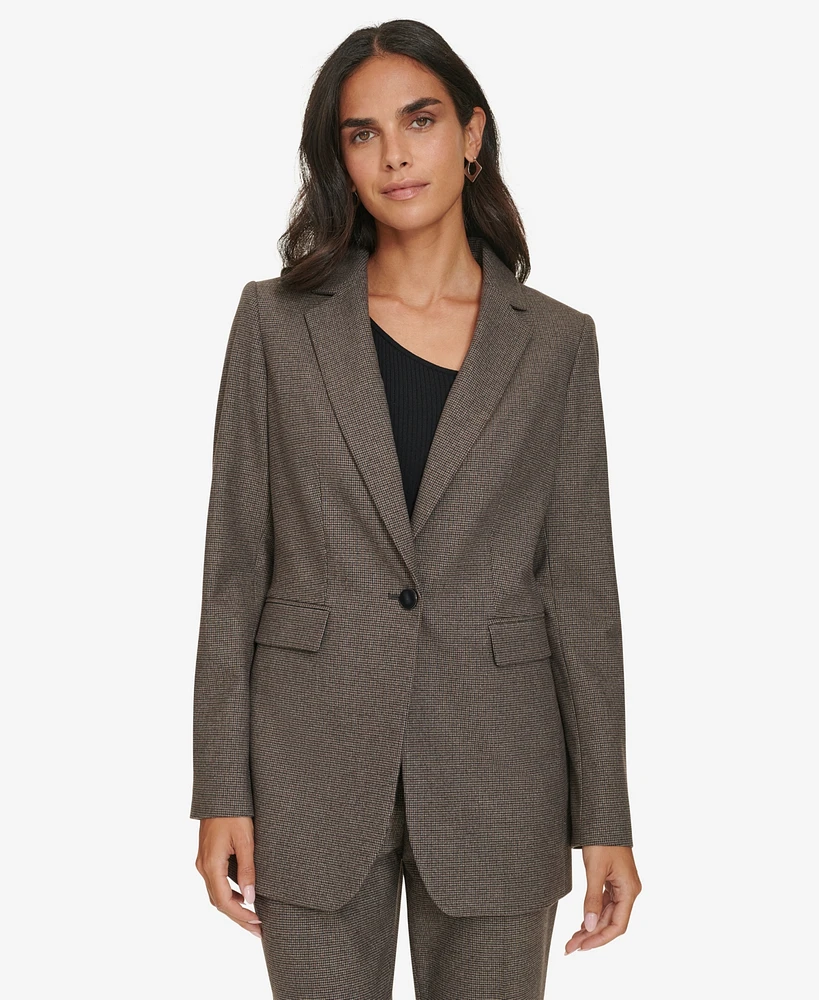 Calvin Klein Women's Houndstooth One-Button Blazer