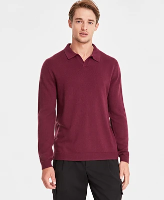 Alfani Men's Regular-Fit Sweater-Knit Johnny Collar Polo Shirt, Created for Macy's