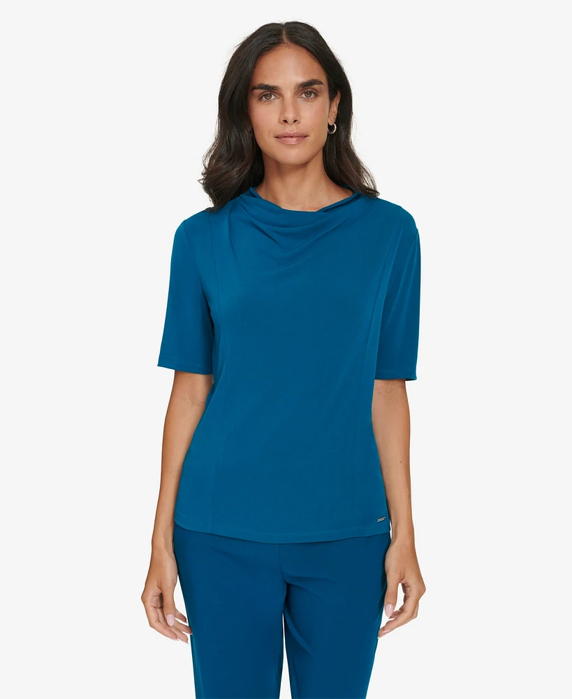 Calvin Klein Women's Drape-Neck Blouse