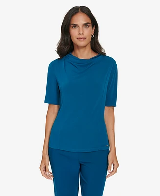 Calvin Klein Women's Drape-Neck Blouse