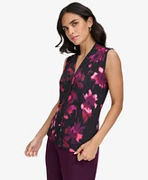 Calvin Klein Women's Printed V-Neck Sleeveless Top