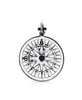 Bling Jewelry Round Medallion Navigation Direction Large Celtic Fleur De Lis Nautical Rose Compass Pendant Necklace For Women Graduation Oxidized Ster