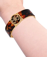 Guess Gold-Tone Logo & Tortoise-Look Bangle Bracelet