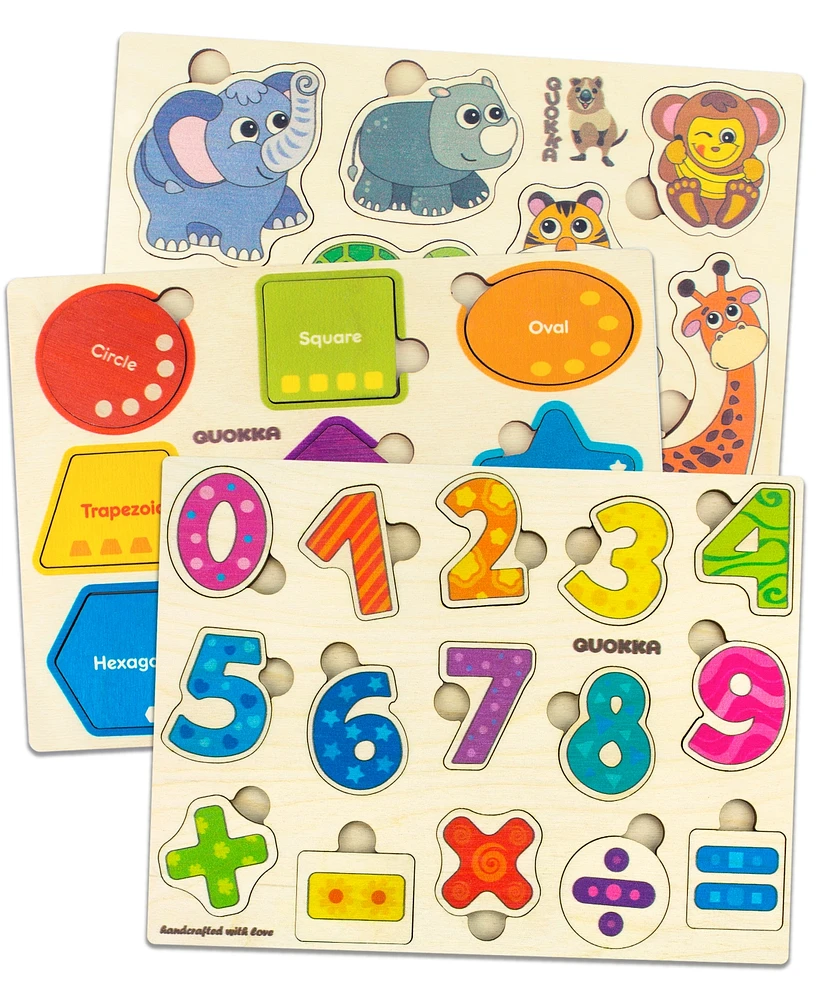 Quokka Learning Travel Toddler Wooden Puzzles Ages 2-4 Animals Shapes