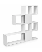 Gymax 5-Tier Bookshelf Corner Ladder Bookcase Display Storage Rack White