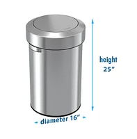 iTouchless Titan Stainles Steel Swing Top Trash Can 17 Gallon Silver