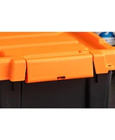 Iris Usa 3 Gallon Lockable Storage Totes with Lids, 5 Pack - Orange Lid, Heavy