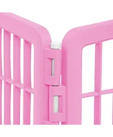 Iris Usa 24'' Pet Playpen 2 Panel Add-On with Connecting Rods, Dog Playpen, Puppy Small Medium Dogs, Heavy-Duty Molded Plastic, Rust-Free, Pink