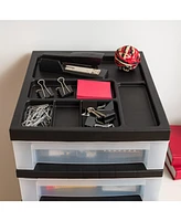 Iris 10 Drawer Rolling Storage Cart with Drawers with Organizer Top, Black