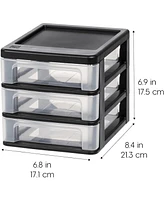 Iris Usa Small 3-Drawer Desktop Organizer, 4 Pack, Stackable, for Office, School, Stationary, Makeup Organizer, Bathroom, Utility, Medical Supplies, D