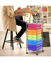 Costway 10 Drawer Rolling Storage Cart Scrapbook Paper Office School Organizer