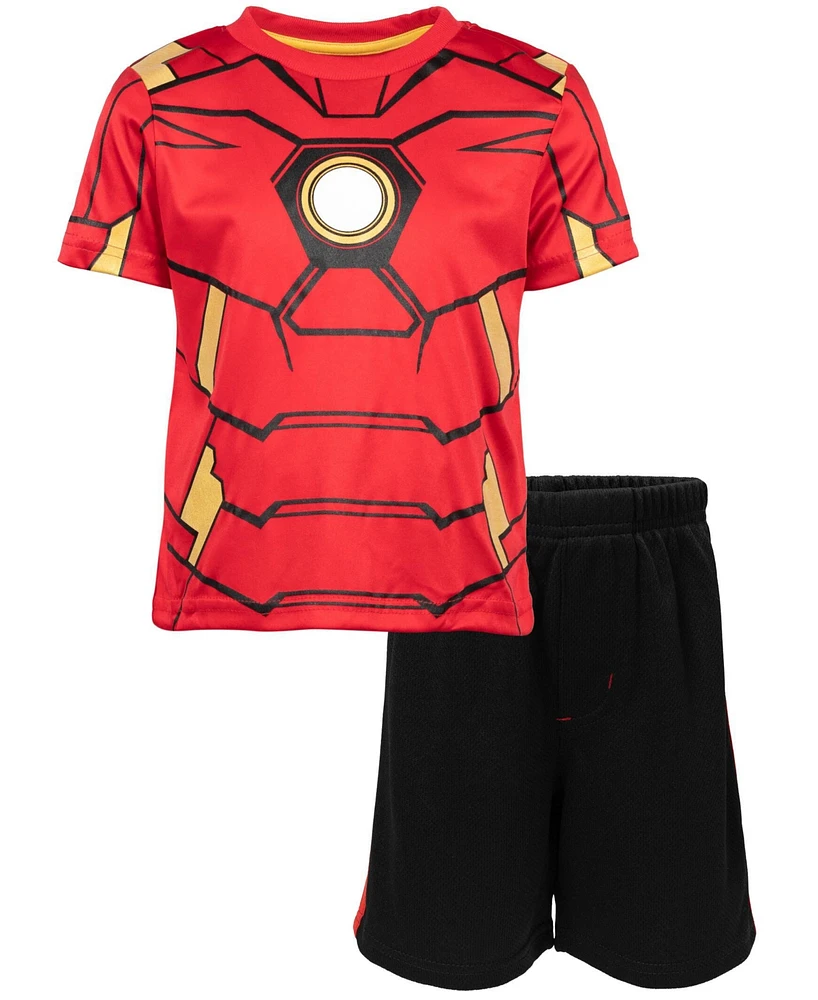 Marvel Toddler Boys Avengers Captain America Iron Man Venom Hulk Cosplay Athletic T-Shirt and Shorts Outfit Set to