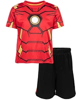 Marvel Toddler Boys Avengers Captain America Iron Man Venom Hulk Cosplay Athletic T-Shirt and Shorts Outfit Set to