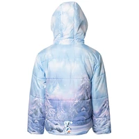 Frozen Little Girls Princess Anna Elsa Zip Up Winter Coat Puffer Jacket