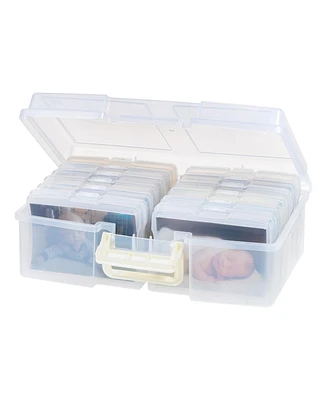 Iris Usa 4" x 6" Photo Storage Box with 12 cases, Handle, Craft Organizers and Storage Cases for Pictures, Cards, Clear