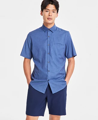 Alfani Men's Short-Sleeve Modern Stretch Dobby Shirt, Created for Macy's