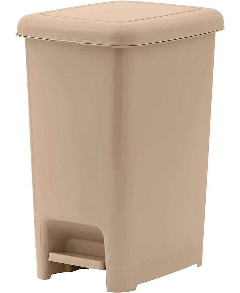 Superio Small 2.5 Gallon Slim Plastic Trash Can with Lid and Foot Pedal