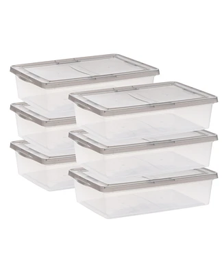 Iris Usa 28 Quart Snap Top Plastic Storage Box, 6 Pack