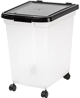 Iris Usa 50 Lbs / 65 Qt WeatherPro Airtight Pet Food Storage Container with Removable Casters, for Dog Cat Bird and other Pet Food Storage Bin, Keep F