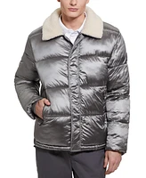 Guess Men's Puffer Jacket with Sherpa Collar