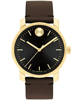 Movado Men's Bold Access Swiss Quartz Chocolate Leather Watch 41mm