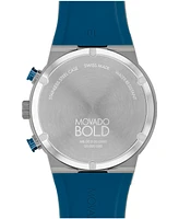 Movado Men's Bold Fusion Swiss Quartz Chrono Blue Silicone Watch 44.50mm