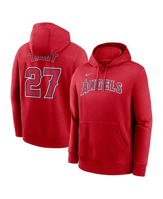 Nike Men's Mike Trout Red Los Angeles Angels Player Name Number Club Pullover Hoodie