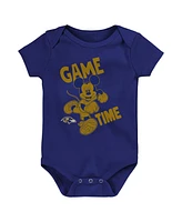 Outerstuff Baby Boys and Girls Purple/Black/Gray Baltimore Ravens Three-Piece Disney Game Time Bodysuit Set