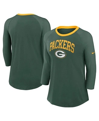 Nike Women's Green Bay Packers Raglan 3/4 Sleeve T-Shirt