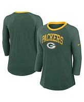 Nike Women's Green Bay Packers Raglan 3/4 Sleeve T-Shirt