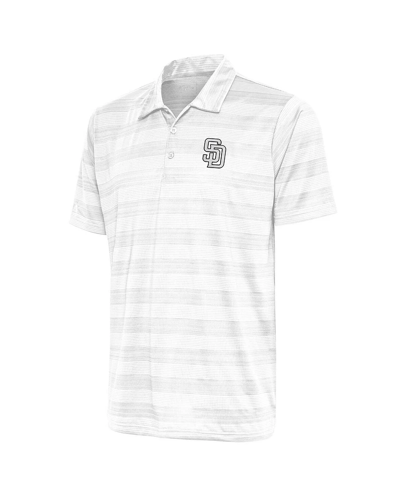 Antigua Men's White San Diego Padres Metallic Compass Polo