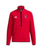 Adidas Men's Red Nc State Wolfpack Coaches Sideline Half-Zip Jacket