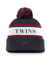 Nike Men's Navy Minnesota Twins Team Stripe Peak Cuffed Knit Hat with Pom