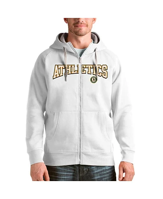 Antigua Men's White Oakland Athletics Team Logo Victory Full-Zip Hoodie