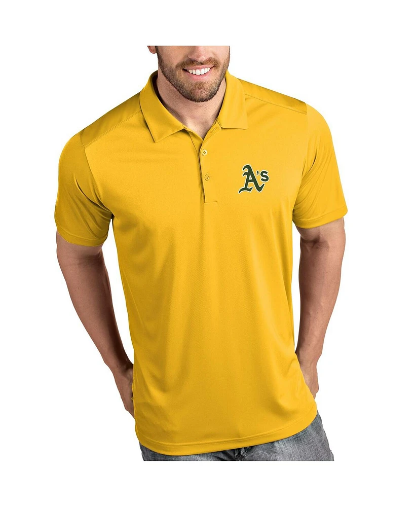 Antigua Men's Gold Oakland Athletics Tribute Polo