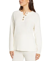 Three Dots Women's Parma Henley Long-Sleeve Top