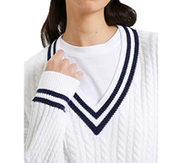 French Connection Women's Babysoft V-Neck Varsity Sweater