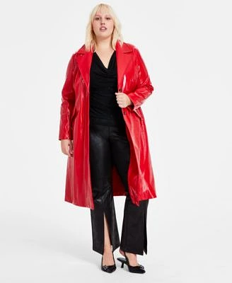 Bar Iii Plus Size Faux Leather Trench Coat Embellished Top Faux Leather Pants Created For Macys