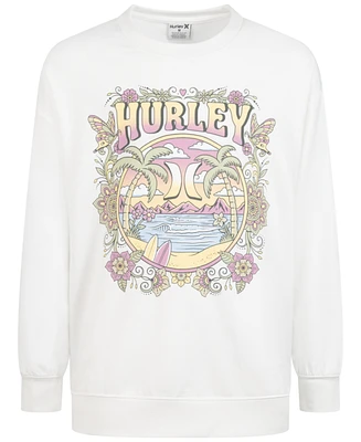 Hurley Big Girls Graphic Boyfriend Crewneck Sweatshirt