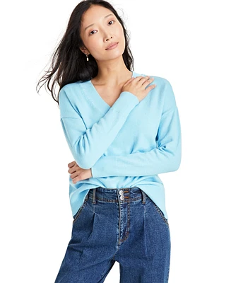 On 34th Women's V-Neck Dropped-Shoulder Sweater, Created for Macy's