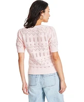 On 34th Women's Pointelle-Knit Short-Sleeve Sweater, Created for Macy's