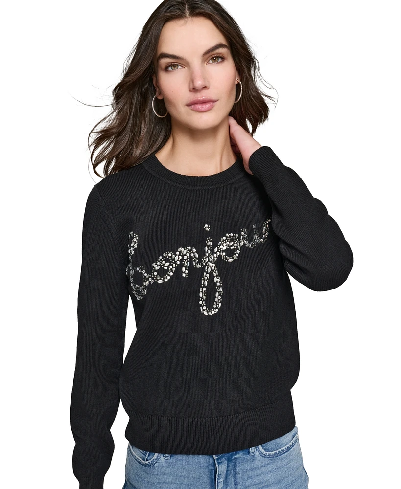 Karl Lagerfeld Paris Women's Embellished Graphic Sweater