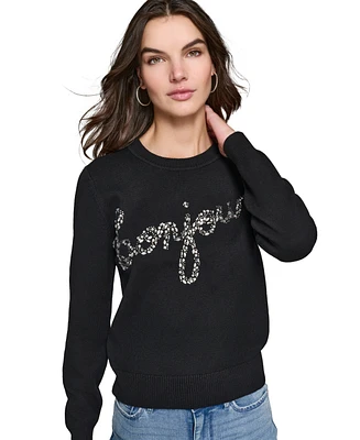 Karl Lagerfeld Paris Women's Embellished Graphic Sweater