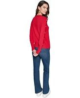 Karl Lagerfeld Paris Women's Button-Sleeve Sweater, Regular & Petite