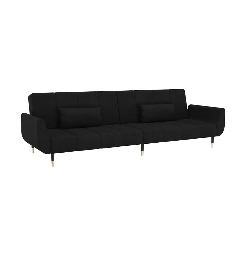 vidaXL 2-Seater Sofa Bed with Two Pillows Black Velvet