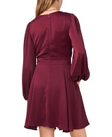 1.state Women's V-Neck Button-Trim Long-Sleeve Dress